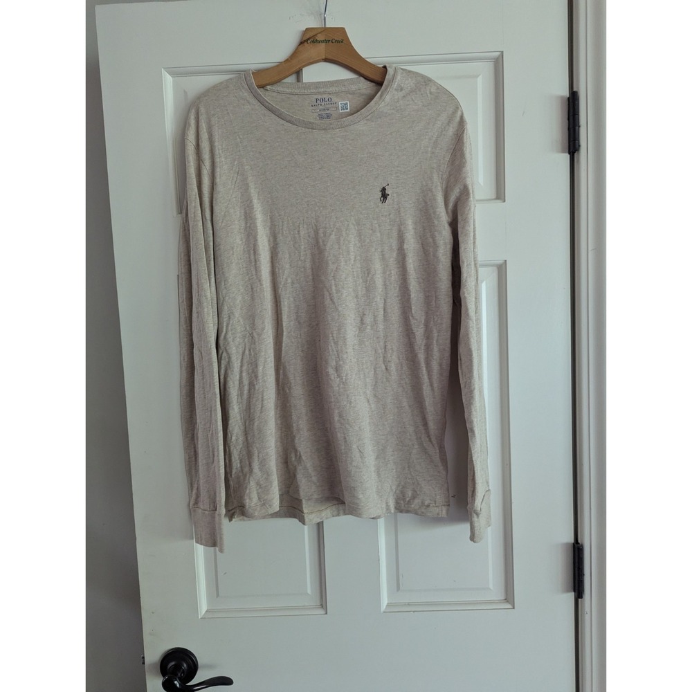 Womens Polo Ralph Lauren pull over shirt Top size M long sleeve crew neck Beige